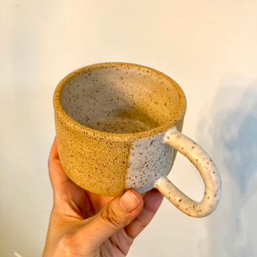 Dancing Figure Mug - Handmade Speckled Clay & Glaze by Local Artist Moon Pottery