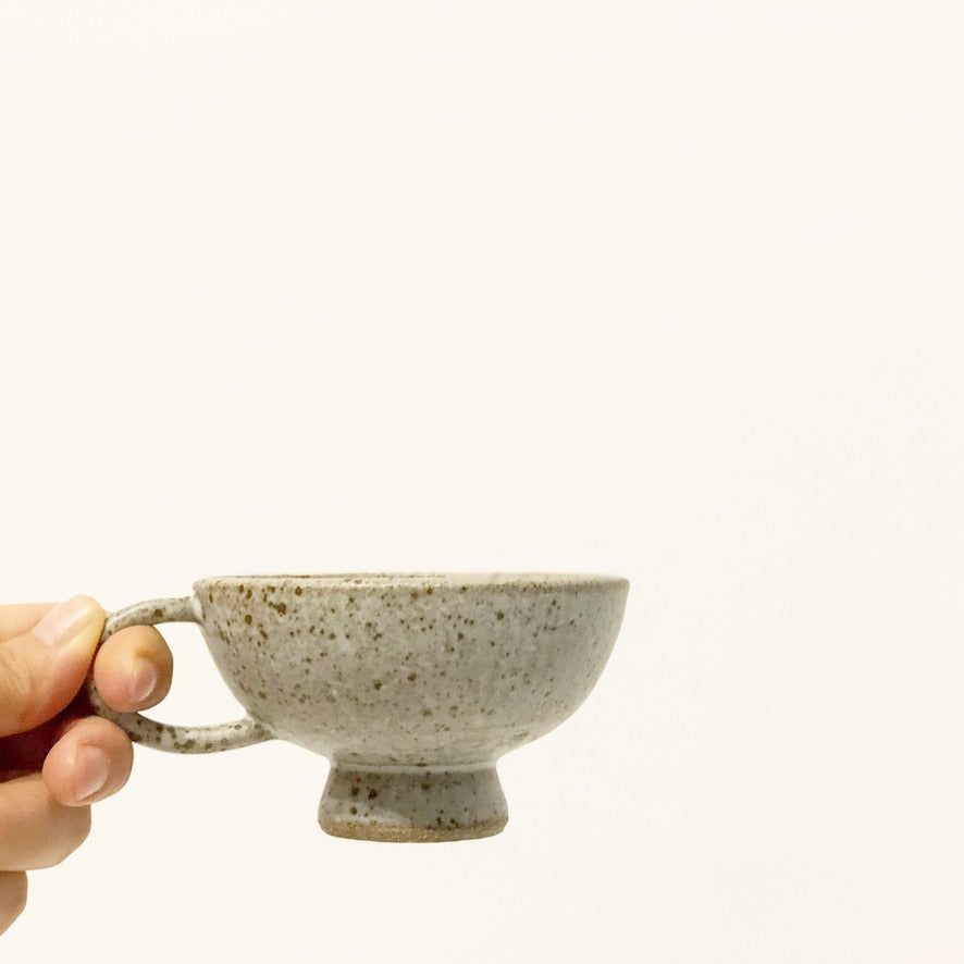 Handmade Coffee Cup Set of Two – Moon Pottery | White Speckle, Natural Homemade Glaze, One-of-a-Kind, Perfect Gift