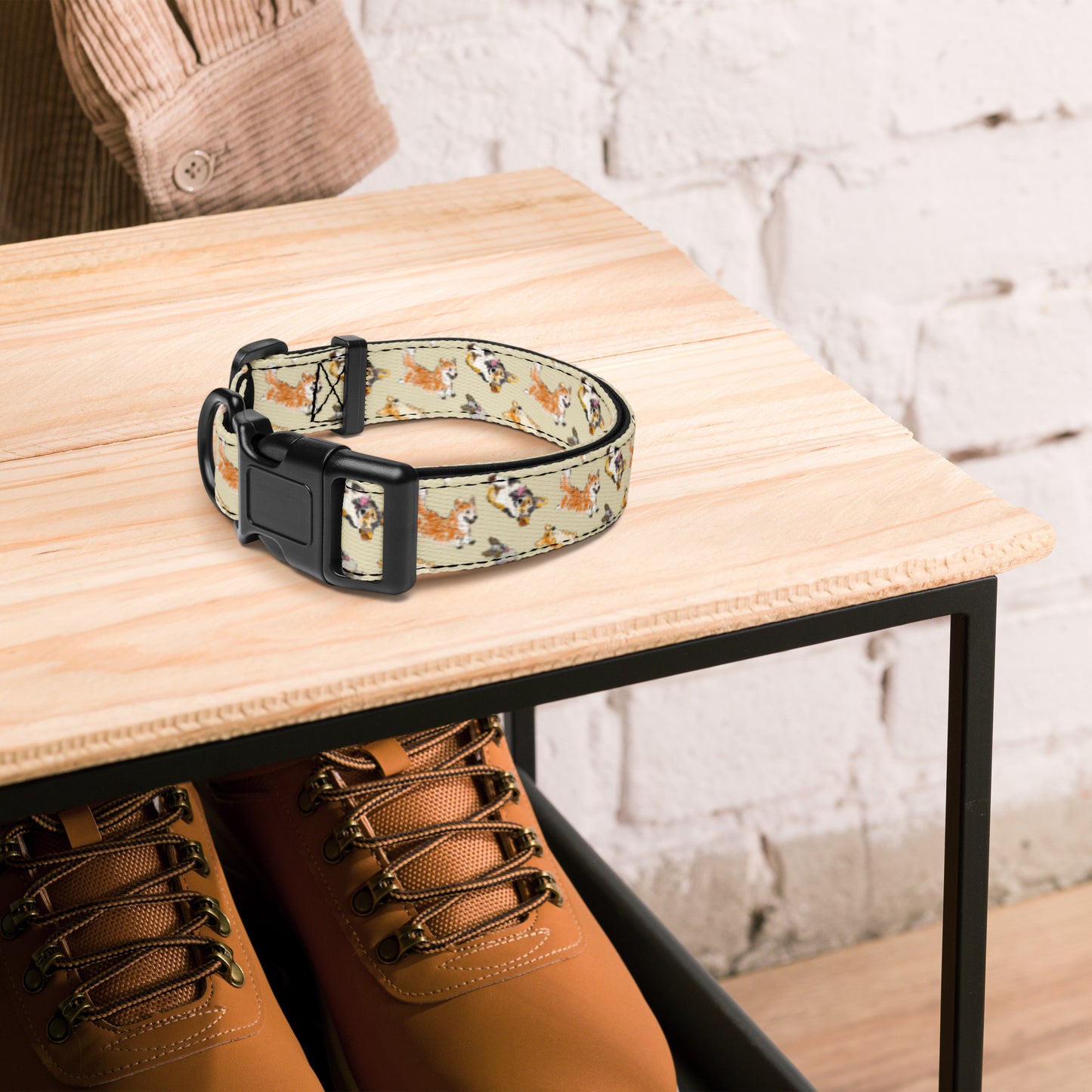 "Dog Pattern Pet Collar | Hand Drawn Design by Tanny’s Pawtique | Stylish Dog Accessory"