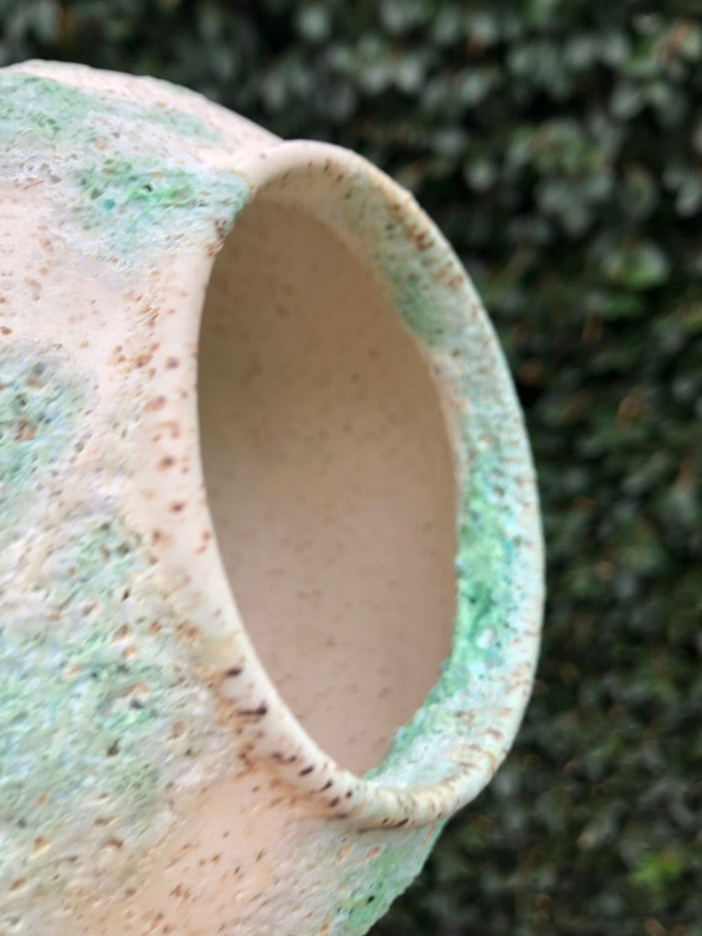 Handcrafted Lava Glaze Pot, Earthy Free-Form Design by Moon Pottery