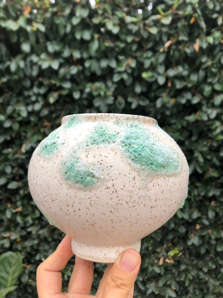 Handcrafted Lava Glaze Pot, Earthy Free-Form Design by Moon Pottery