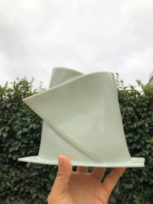 Handmade Porcelain Sculpture, Pastry Art Inspired, Delicate Croissant-Inspired Design by Moon Pottery