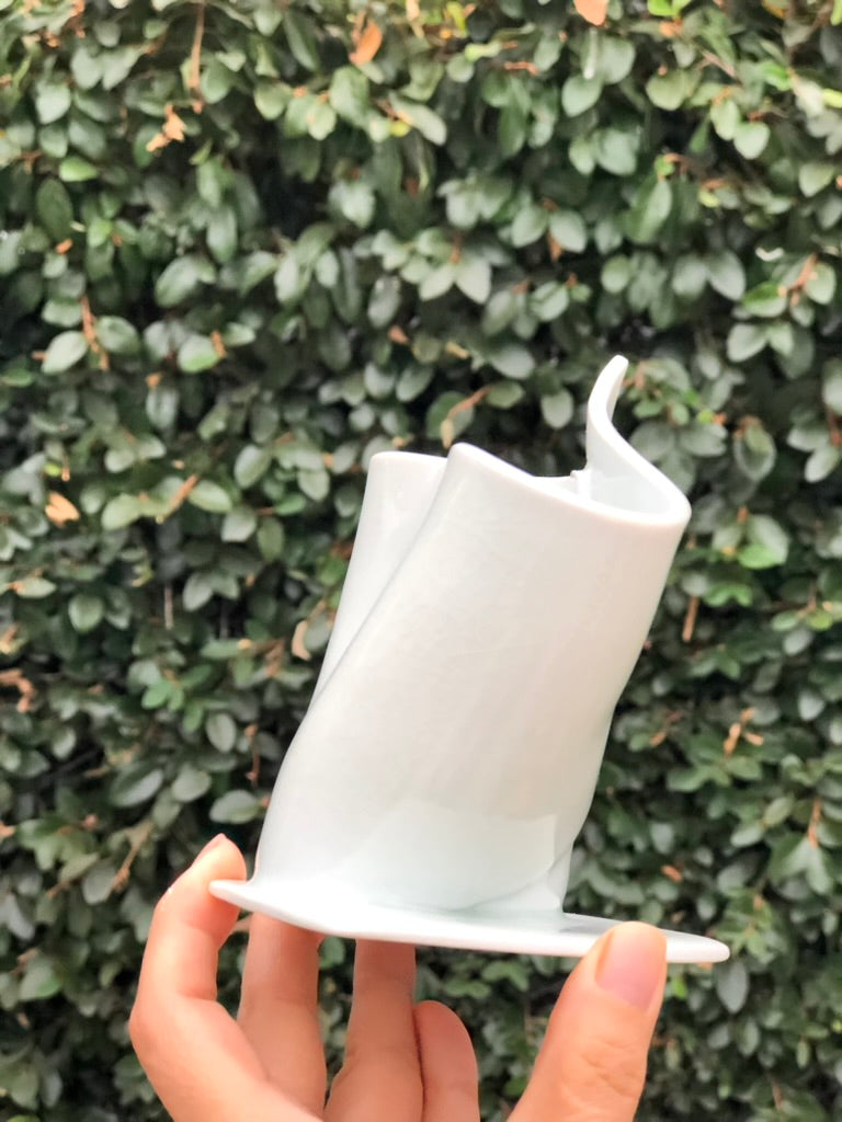 Handmade Porcelain Sculpture, Pastry Art Inspired, Delicate Croissant-Inspired Design by Moon Pottery