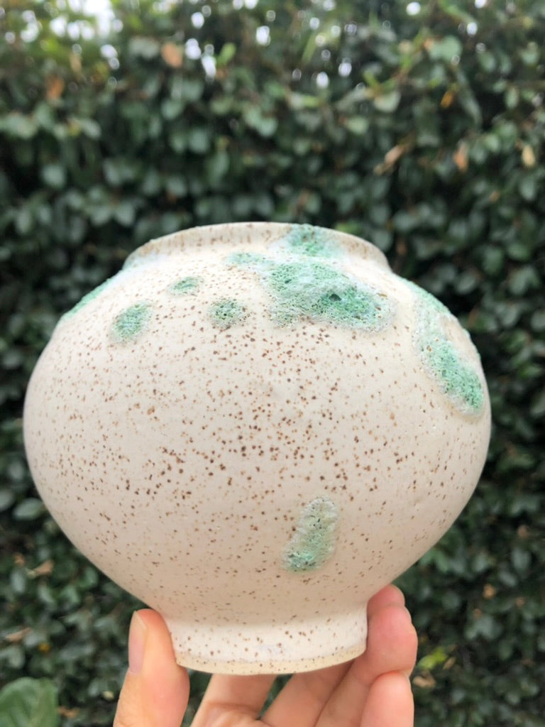 Handcrafted Lava Glaze Pot, Earthy Free-Form Design by Moon Pottery