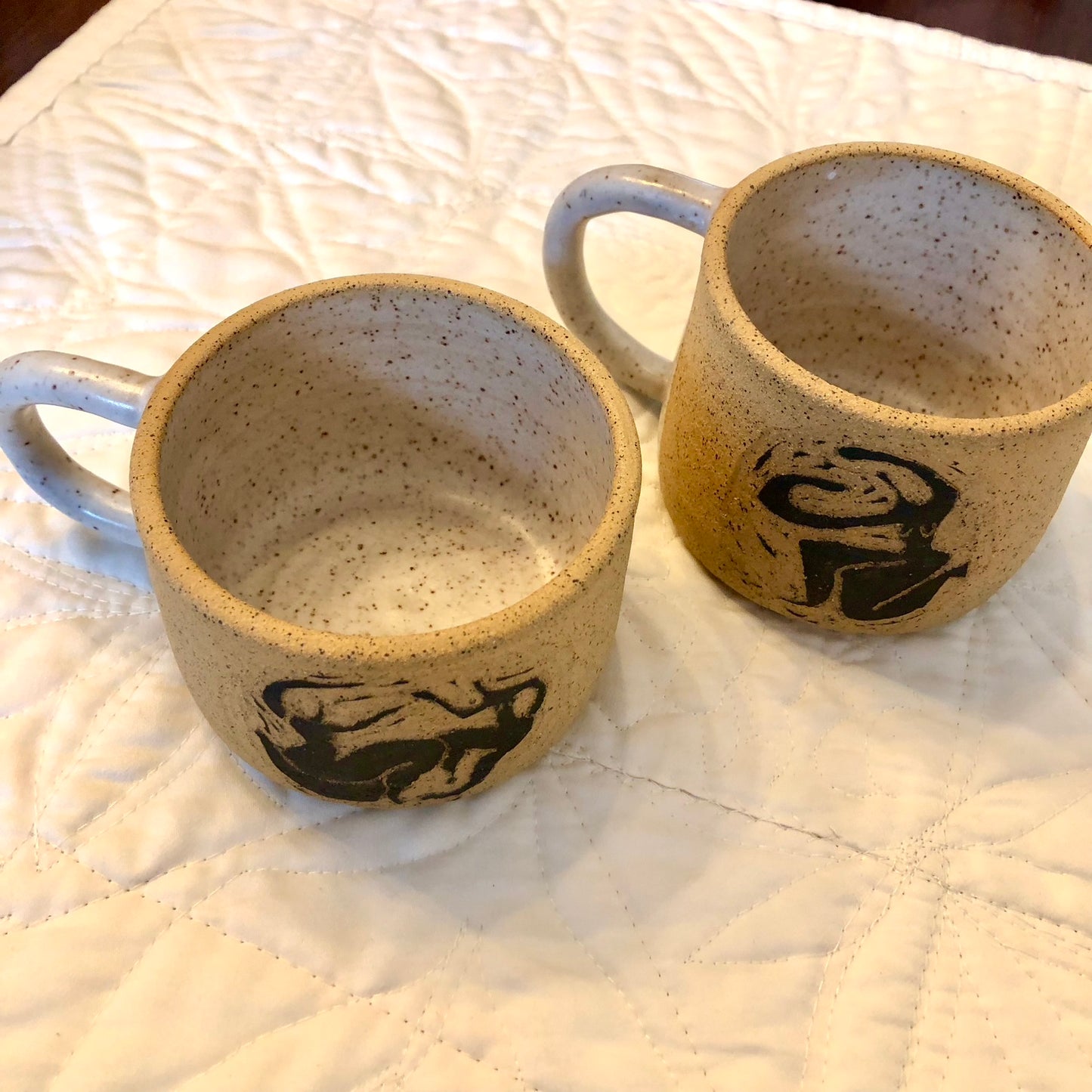 Dancing Figure Mug - Handmade Speckled Clay & Glaze by Local Artist Moon Pottery