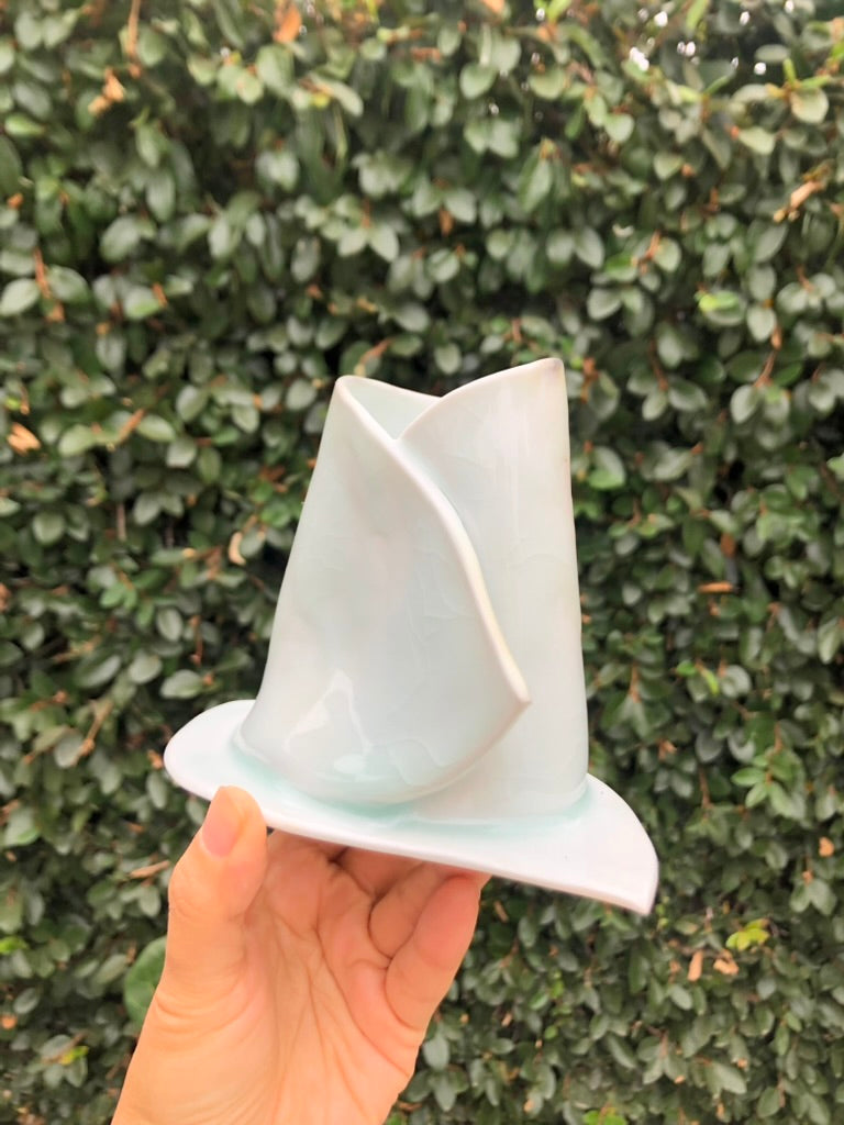 Handmade Porcelain Sculpture, Pastry Art Inspired, Delicate Croissant-Inspired Design by Moon Pottery