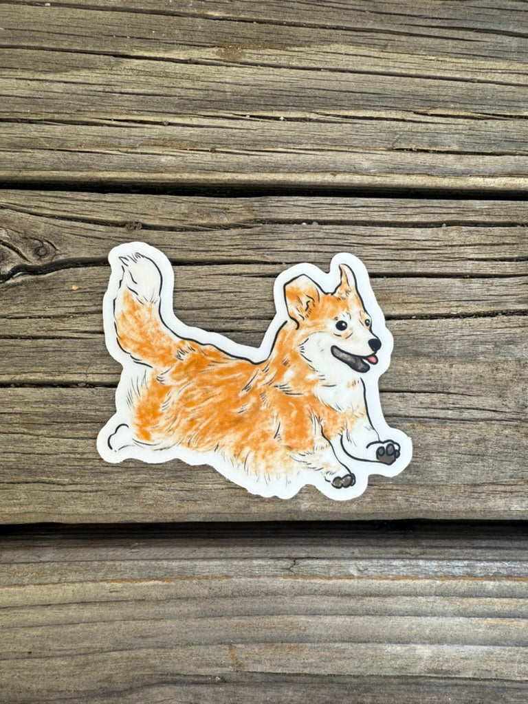 Corgi Puppy Dog - Waterproof Vinyl Sticker,  3.0"