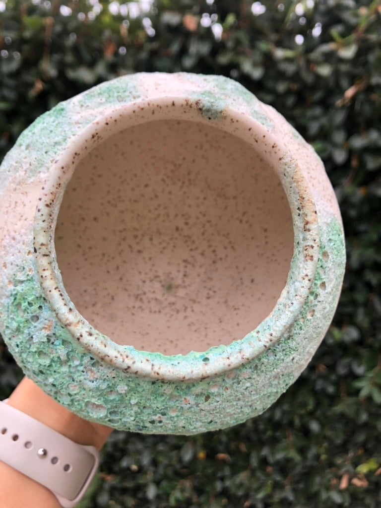 Handcrafted Lava Glaze Pot, Earthy Free-Form Design by Moon Pottery