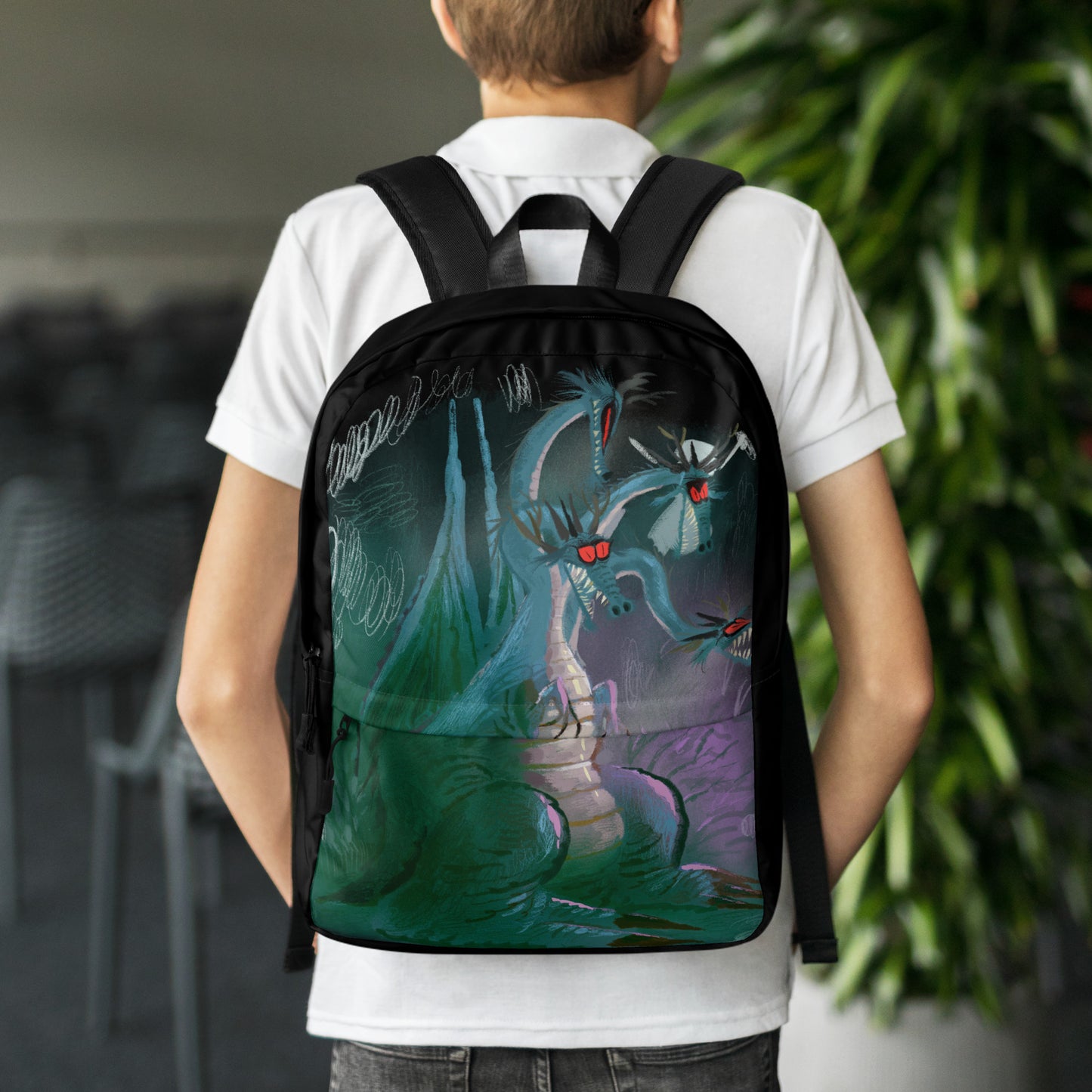"Dragon Backpack - Hand-Drawn Illustration by Leo Matsuda | Unique Fantasy Art Bag"
