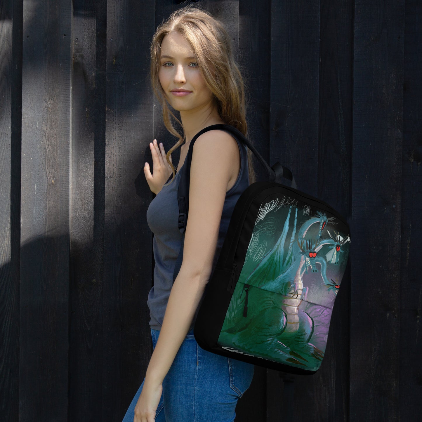 "Dragon Backpack - Hand-Drawn Illustration by Leo Matsuda | Unique Fantasy Art Bag"