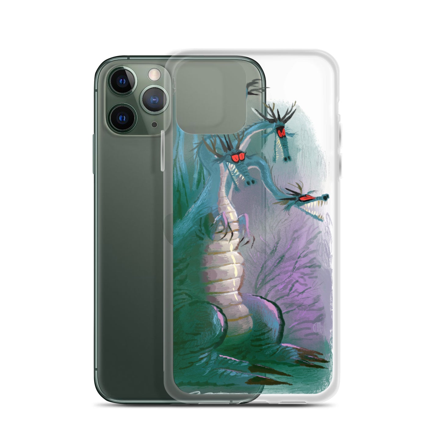 "Dragon Clear iPhone Case - Hand-Drawn Illustration by Leo Matsuda | Unique Fantasy Art Design"