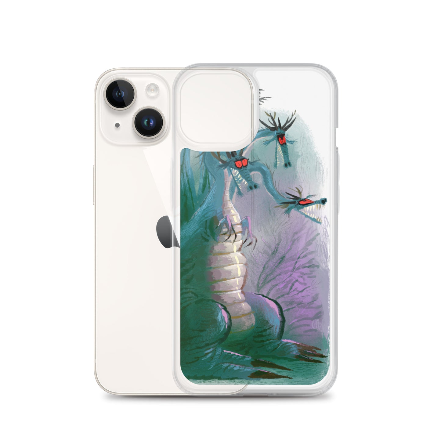 "Dragon Clear iPhone Case - Hand-Drawn Illustration by Leo Matsuda | Unique Fantasy Art Design"