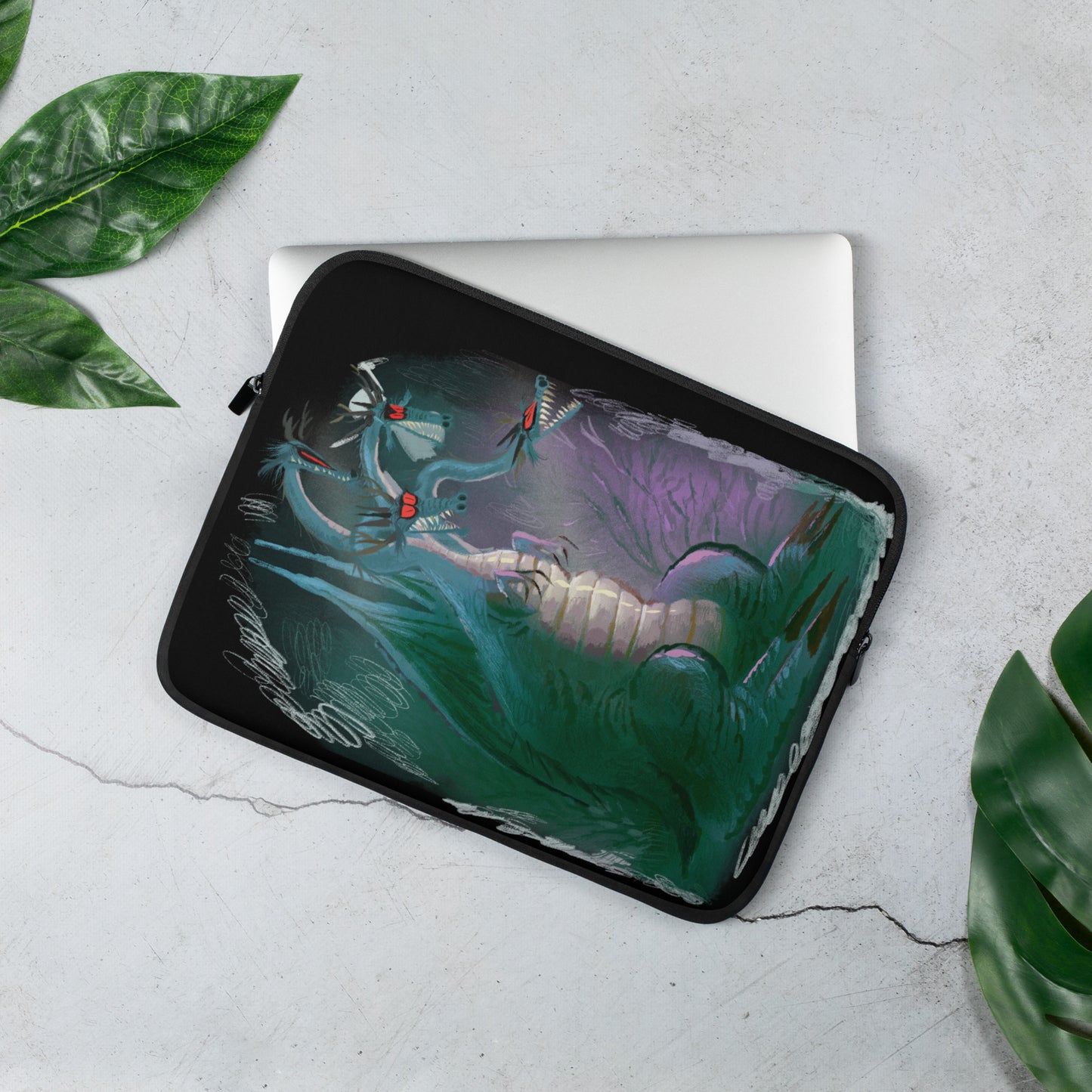"Dragon Laptop Sleeve - Hand-Drawn Illustration by Leo Matsuda | Unique Fantasy Art Case"