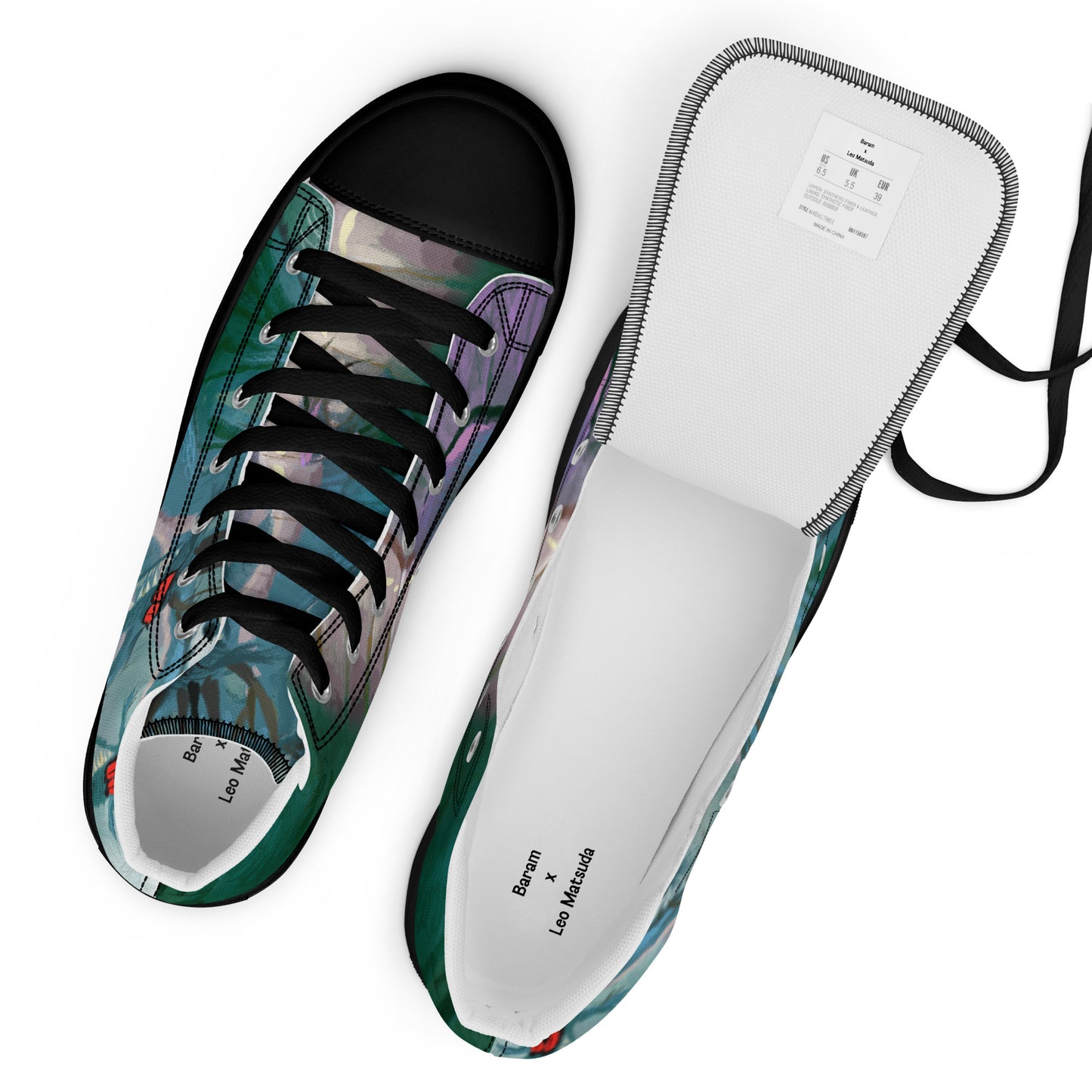 Dragon Art by Leo Matsuda Men’s High Top Canvas Shoes – Unique Hand-Drawn Sneakers