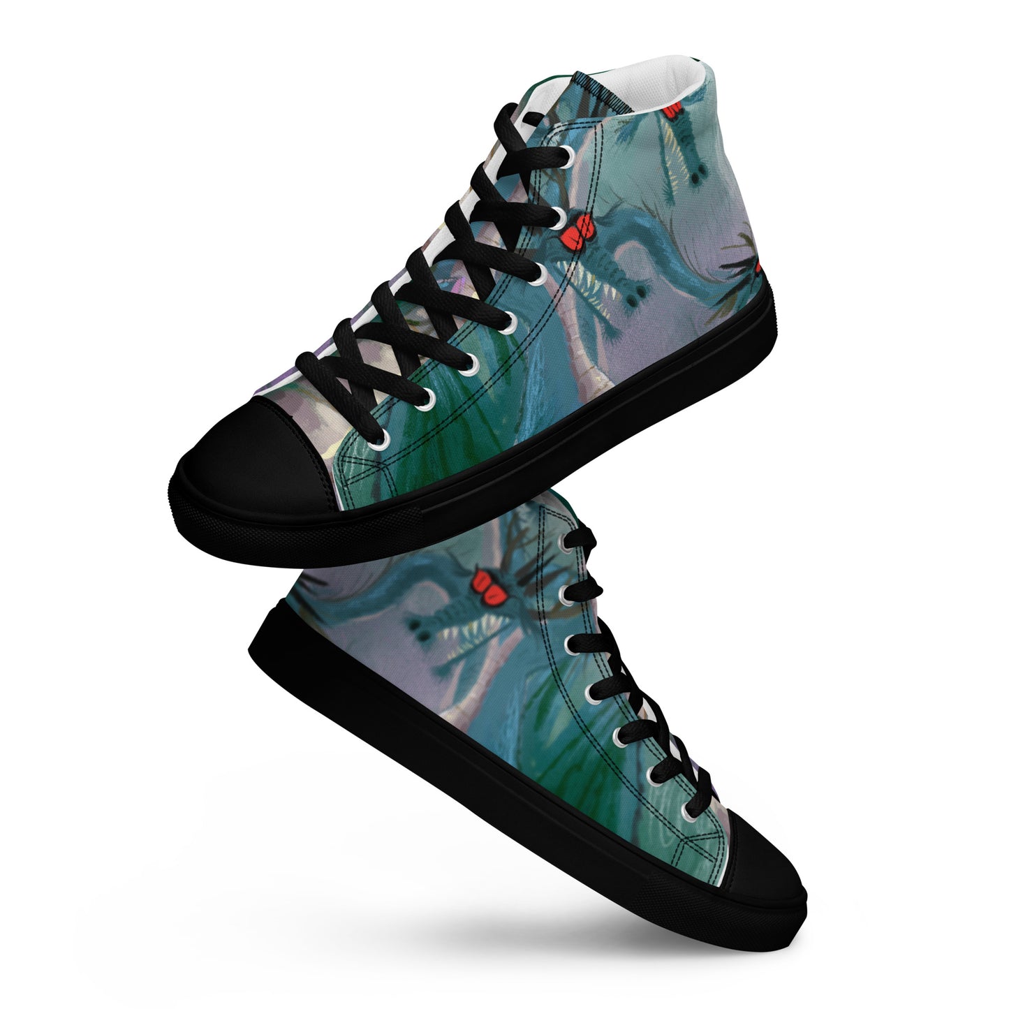 Dragon Art by Leo Matsuda Men’s High Top Canvas Shoes – Unique Hand-Drawn Sneakers
