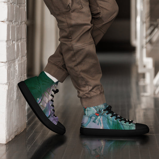 Dragon Art by Leo Matsuda Men’s High Top Canvas Shoes – Unique Hand-Drawn Sneakers