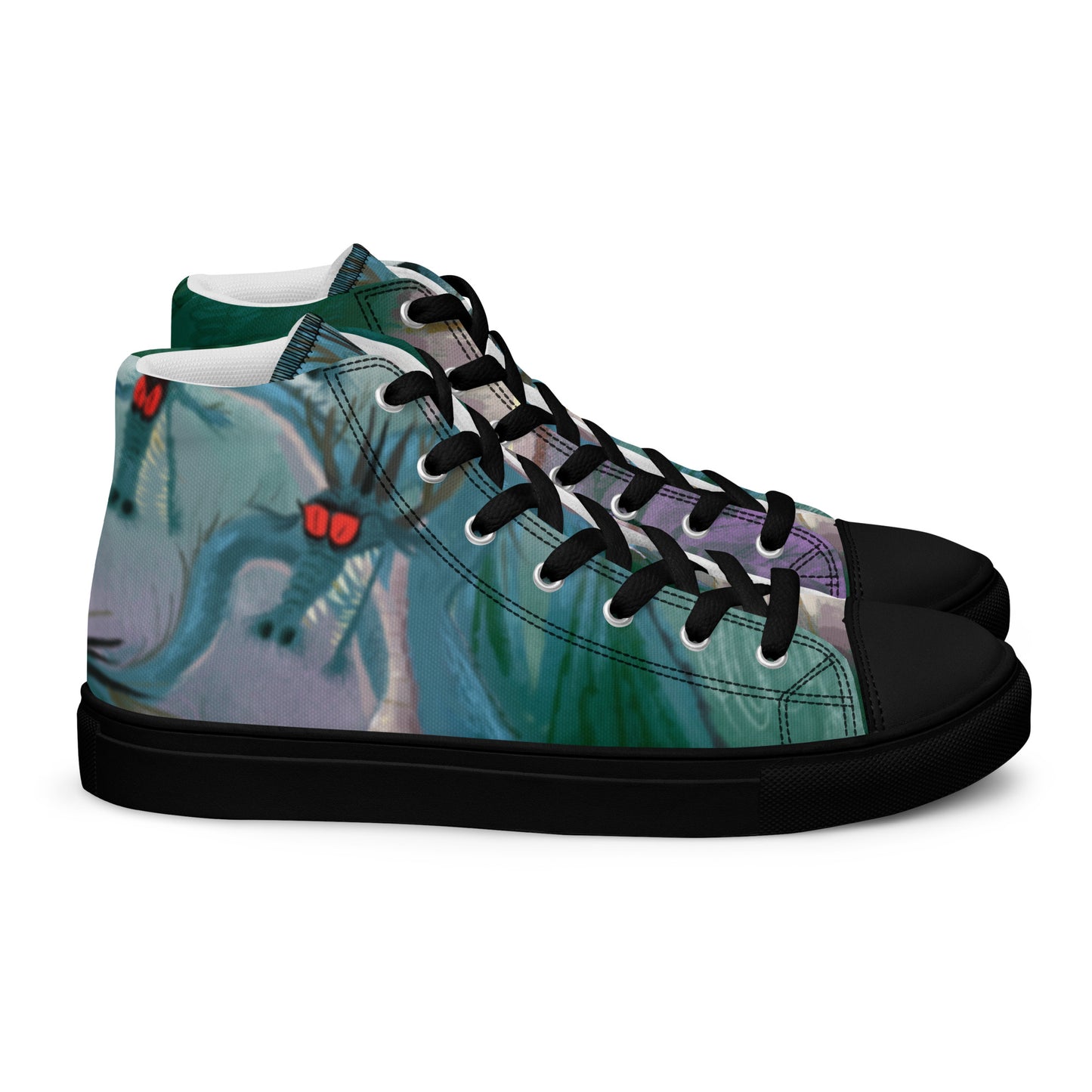 Dragon Art by Leo Matsuda Men’s High Top Canvas Shoes – Unique Hand-Drawn Sneakers