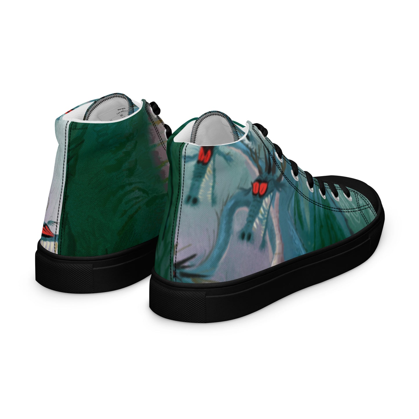 Dragon Art by Leo Matsuda Men’s High Top Canvas Shoes – Unique Hand-Drawn Sneakers