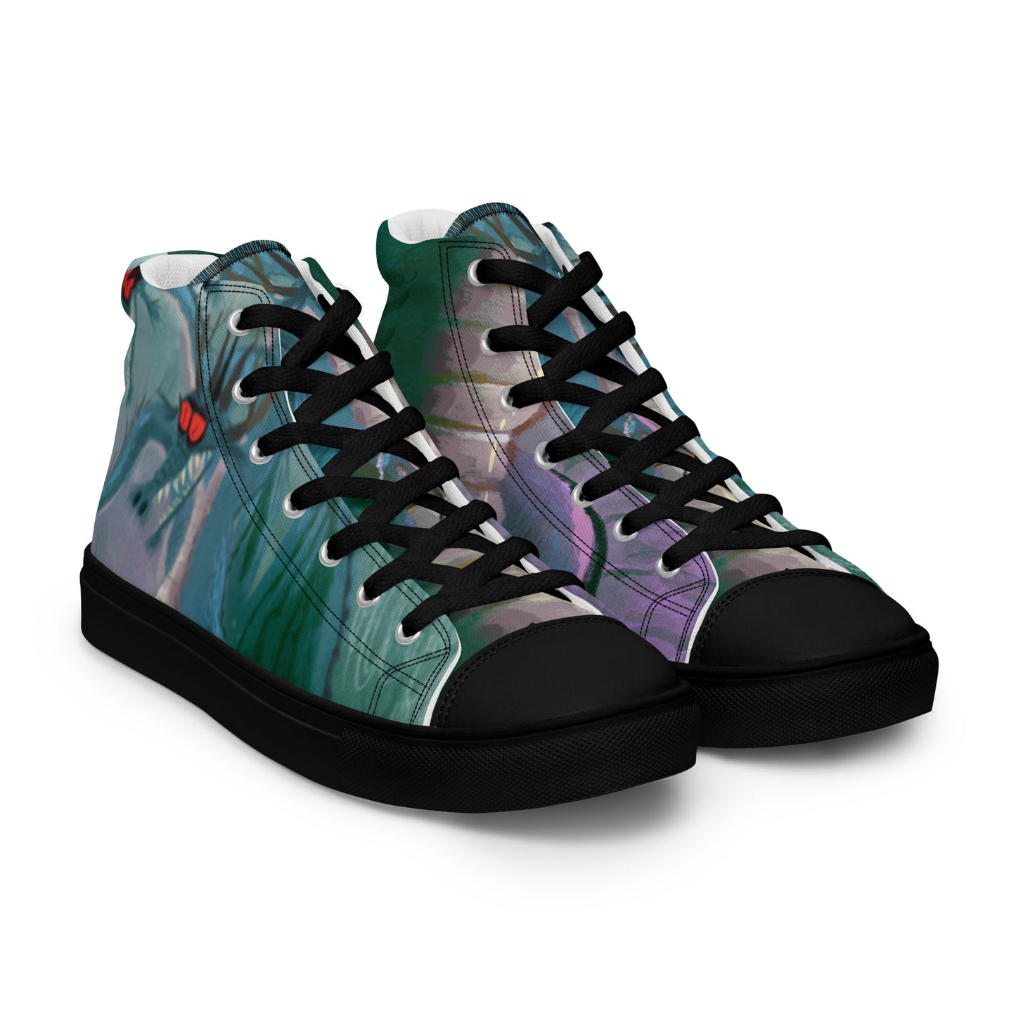 Dragon Art by Leo Matsuda Men’s High Top Canvas Shoes – Unique Hand-Drawn Sneakers