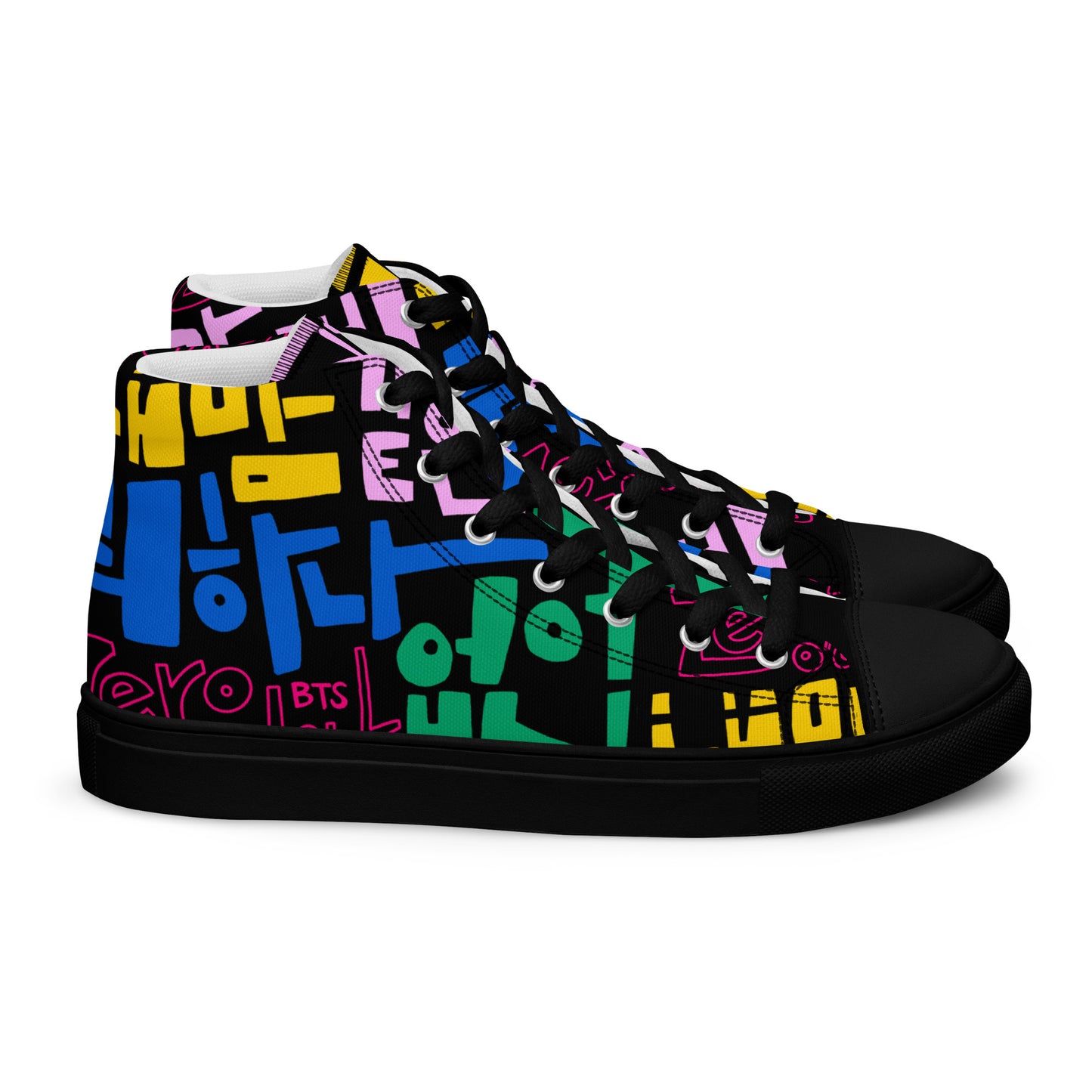 Handwritten Zero O'Clock Lyric Women’s High Top Canvas Shoes by Hobi Nabi | BTS-Inspired Korean Lettering 내 맘 같은게 뭐 하나 없어